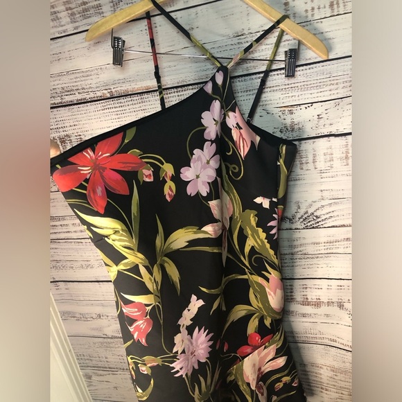 VENUS Black Asymmetrical Dress with Floral Accents 1X NWOT - Picture 4 of 14